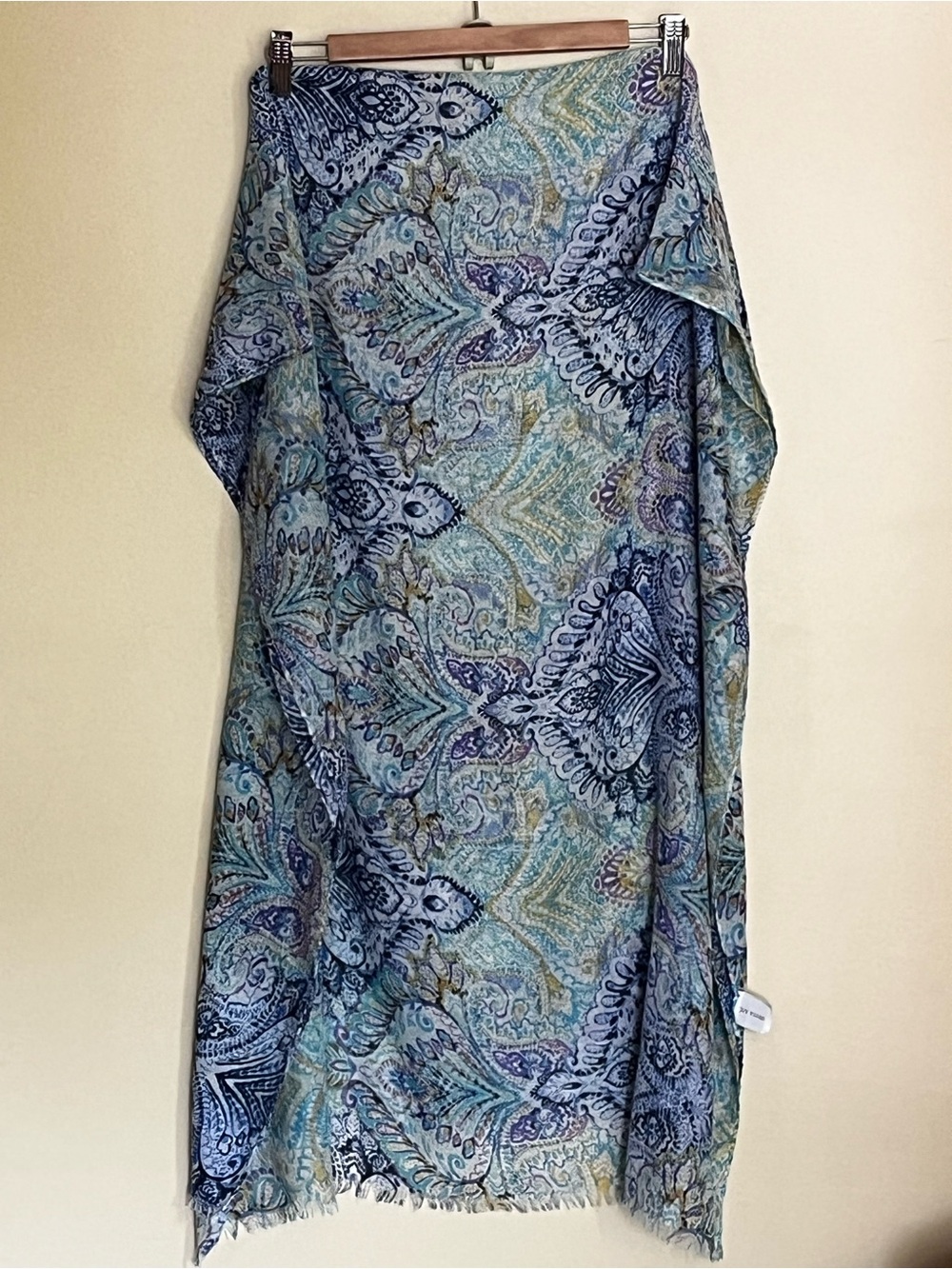 Joy Susan scarf/wrap blue and purple paisley print